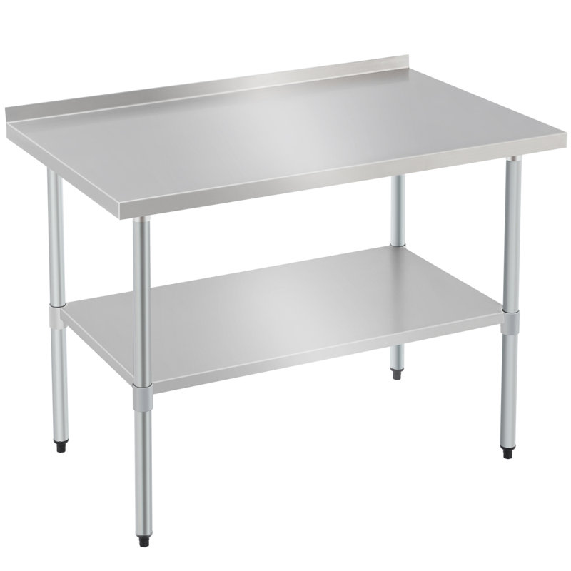 Table de préparation et de travail en acier inoxydable Profeeshaw, 30 po x 48 po, avec dosseret et tablette réglable, robuste pour les cuisines commerciales, les restaurants, les hôtels et les garages
