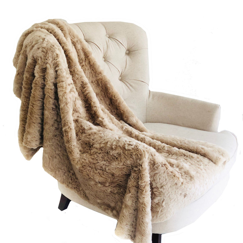 Jeté de luxe en fausse fourrure de mouton Perse fabriqué à la main, l 80 po x L 90 po