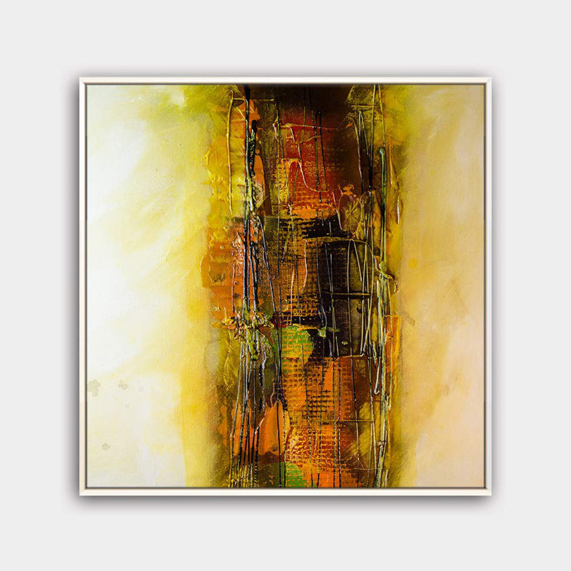 «Yellow Modern Modern Texture Effect», reproduction d'art sur toile, décoration multicolore encadrée sur toile H25, Blanc