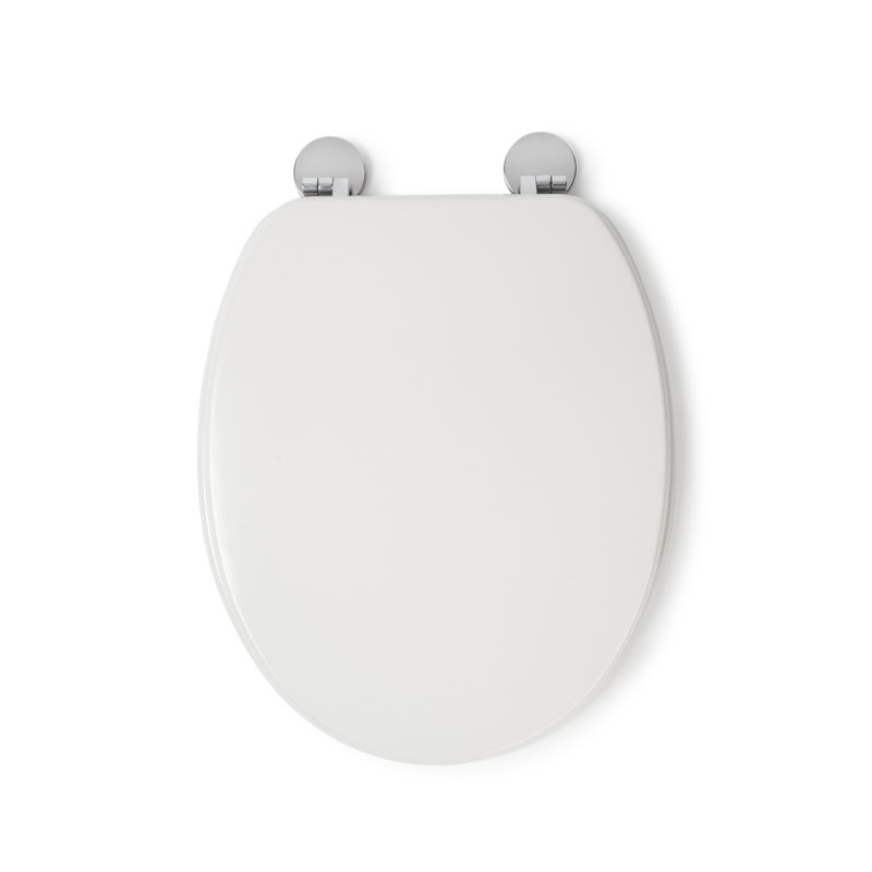 Kielder Flexi-Fix White Wooden Toilet Seat - Anti Bacterial Treated Finish and Adjustable Hinges with Top and Bottom Fixings Included, Fits Standard Toilet Seats (White Wood)