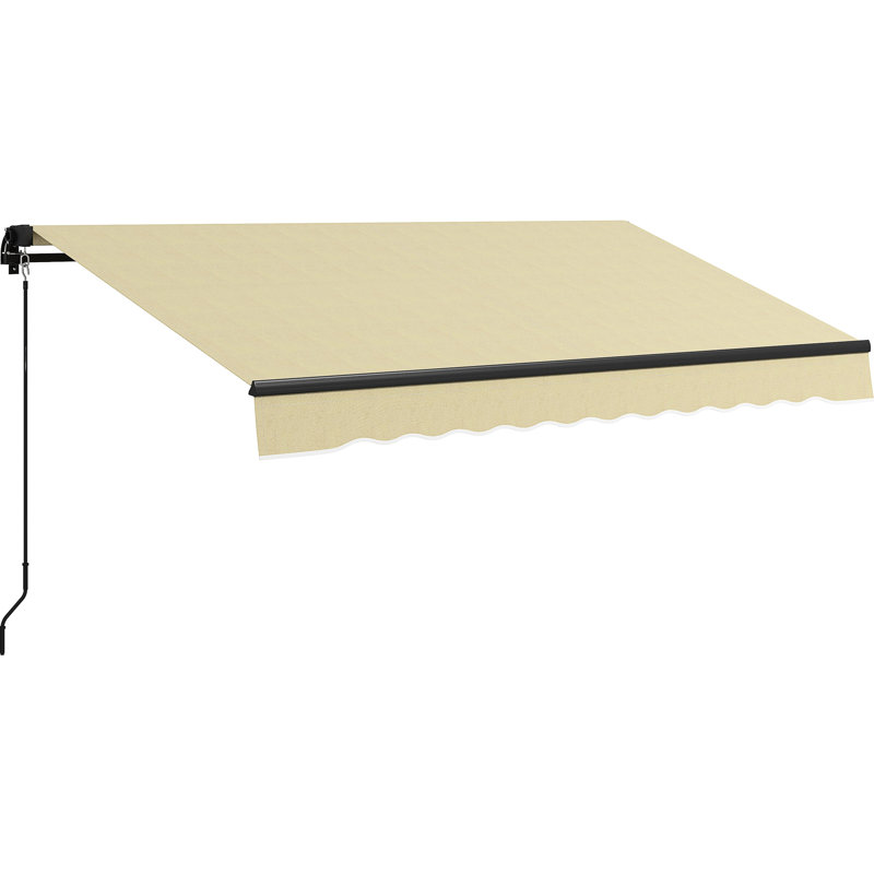 Auvent de patio rétractable 10 pi x 8 pi, parasol avec tissu 280 g / m², manivelle manuelle, structure en aluminium, beige pour terrasse, balcon, auvent rétractable de jardin,