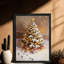 Reproduction d'art encadré noir, arbre de Noël et cadeaux d'hiver rétro-1293664332