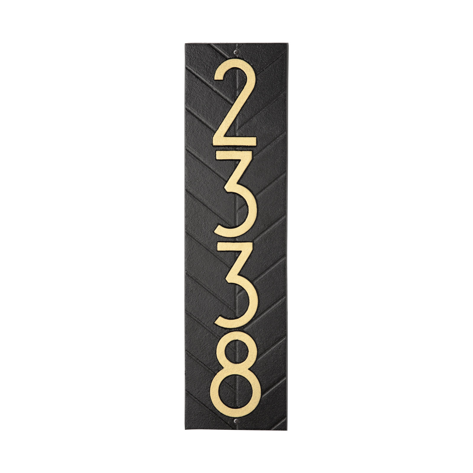 Mid-century Modern Herringbone Vertical Wall Plaque, Black/Gold, Yes
