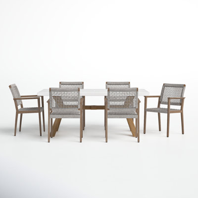 Fleur 74'' Rectangular 6 - Person Outdoor Dining Set