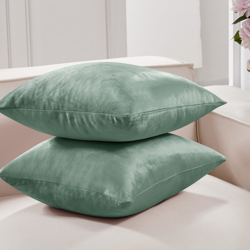 Mint Green Velvet Standard/Queen Pillow Covers Set of 2