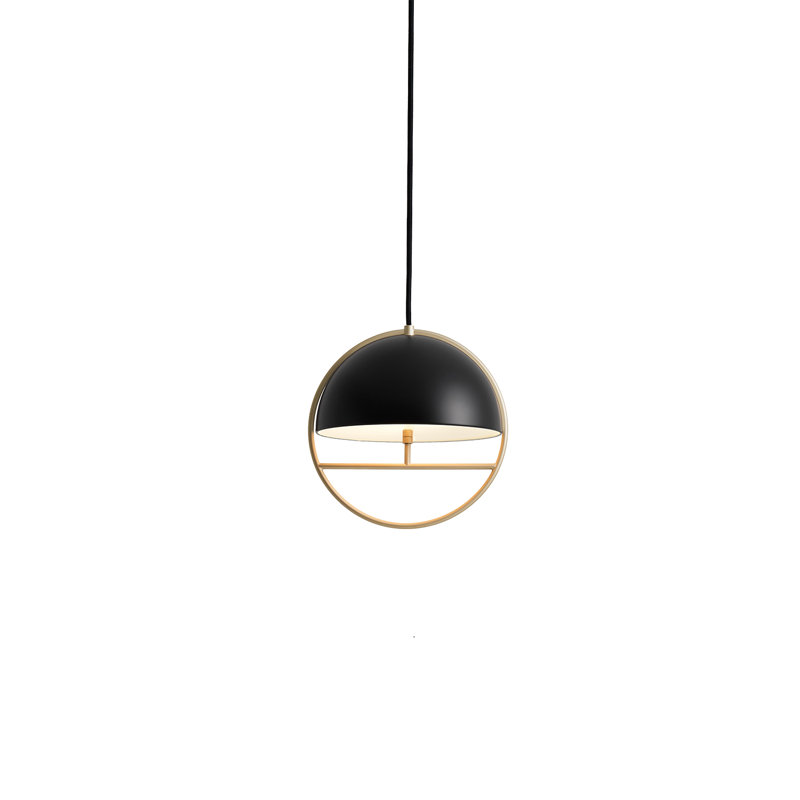 Luminaire suspendu Huan, Noir, noir, noir, noir, H 9,1 po x l 8,9 po x P 7,9 po, Doré