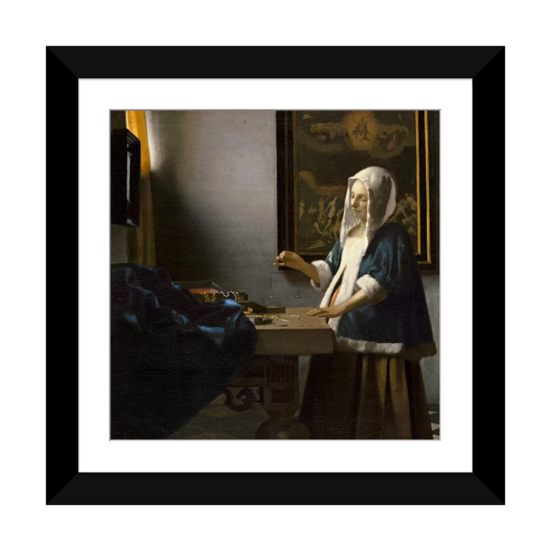 Reproduction d'art sur toile tendue, H 24 po x l 24 po x P 1 po, Papier avec cadre noir, Blanc