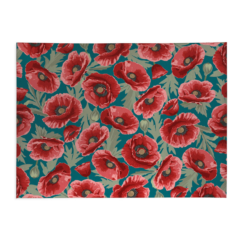 Poppie Soft Step Outdoor Area Rug, Teal, Rectangle 10' x 8'
