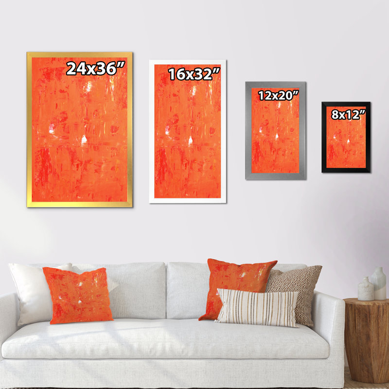 «Colorfields in Shades of Pink and Orange», reproduction de cadre photo sur toile, H 12 po x l 8 po x P 1 po, Cadre doré
