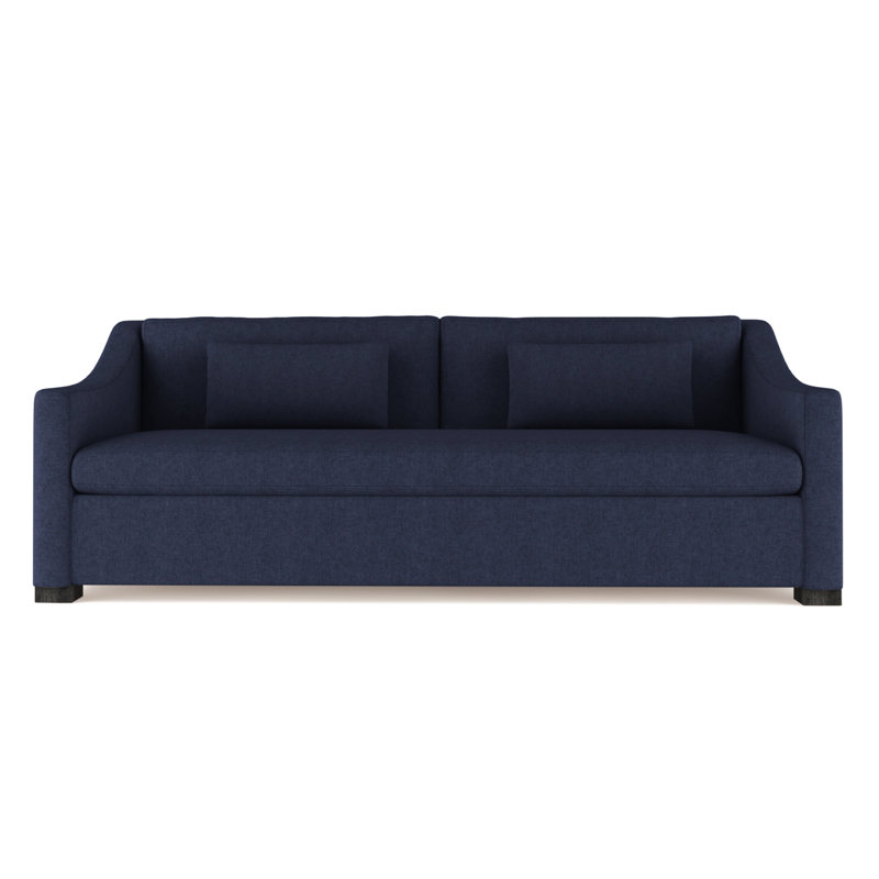 Canapé Crosby, H 32,5 po x l 96 po x P 43 po, Velours moelleux imprimé bleu, Ébène