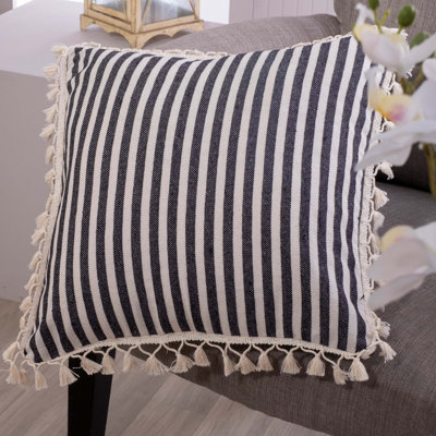 Arreguin Striped White Square Cushion Cover