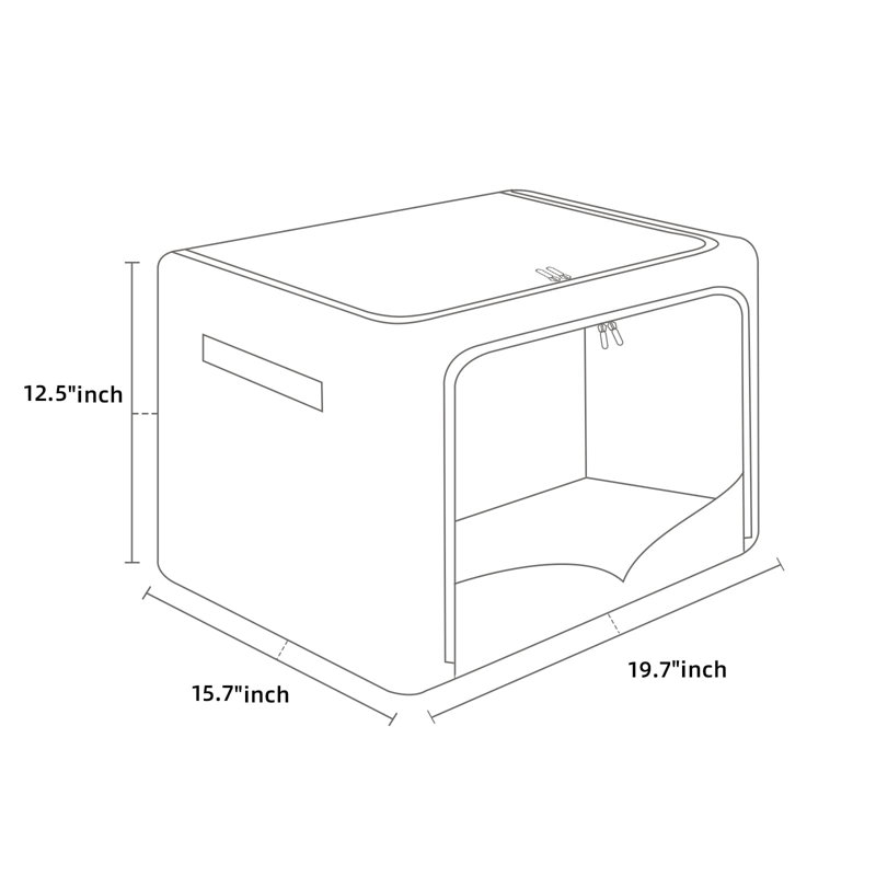Beige Foldable Fabric Storage Bins with Clear Window, Set of 3