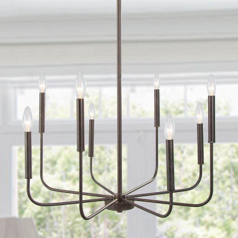 Kaymarie 8 - Light Dining Room Candle Style Modern Farmhouse Chandelier UL Certified, Brown with Speckles