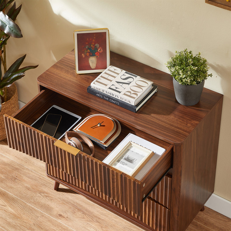 Ensemble de 2 commodes cannelées 3 tiroirs