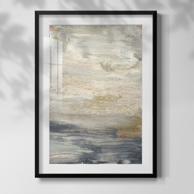 Serein I, reproduction d'art encadrée, Blanc, Papier avec cadre noir