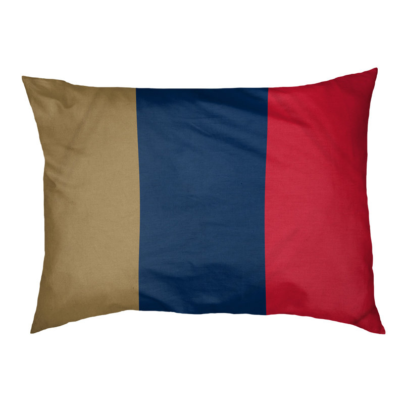 Oreiller rectangulaire Bousson, Moyen (L 18 po x l 28 po), Or / bleu marine / rouge
