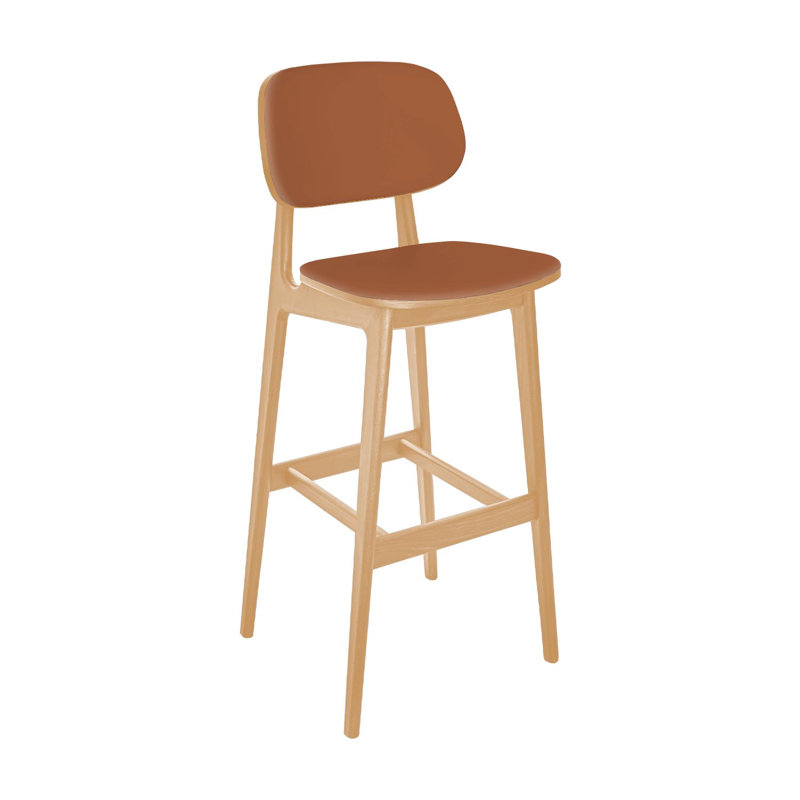  Emma Barstool - Grade 4 Tan Reveal Seat & Upholstered Back, Luggage, Tan