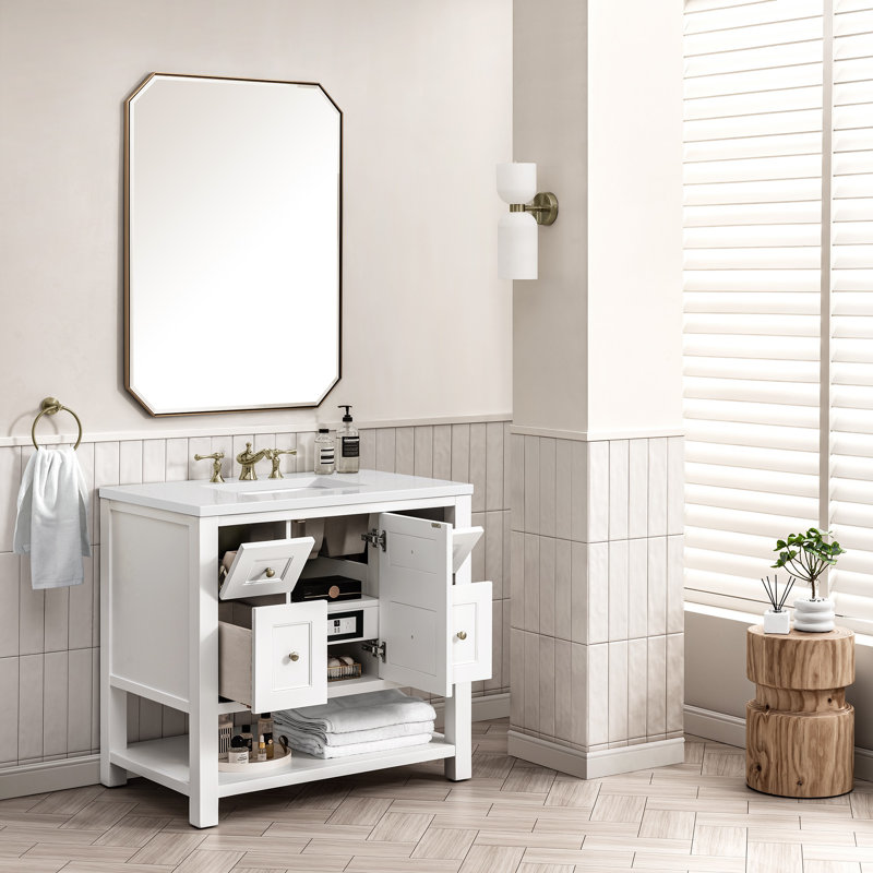 Breckenridge 36'' W Single Vanity, Bright White, White Zeus, 8" Widespread