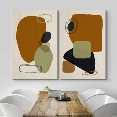 Reproduction de motif géométrique moderne sur toile Mid-Century