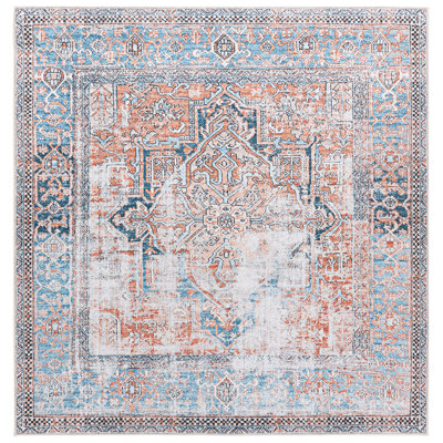 Tapis orange / bleu lavable à la machine Vodeerick Orlando en feutre / velours / film stratifié