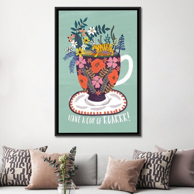" Tea " by Mia Charro, 26" H x 18" W x 1.5" D, Black Floater Framed Canvas, No Mat
