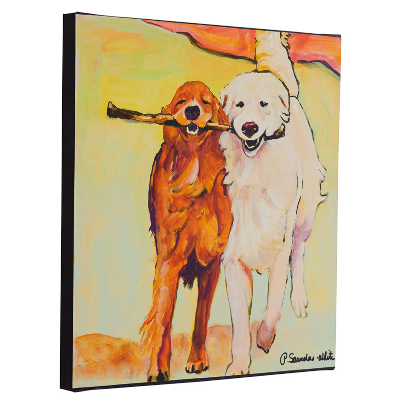 Toile tendue - Pat Saunders - art mural «Stick with Me» blanc pour décor de salon, de chambre à coucher ou de bureau - 35 x 35