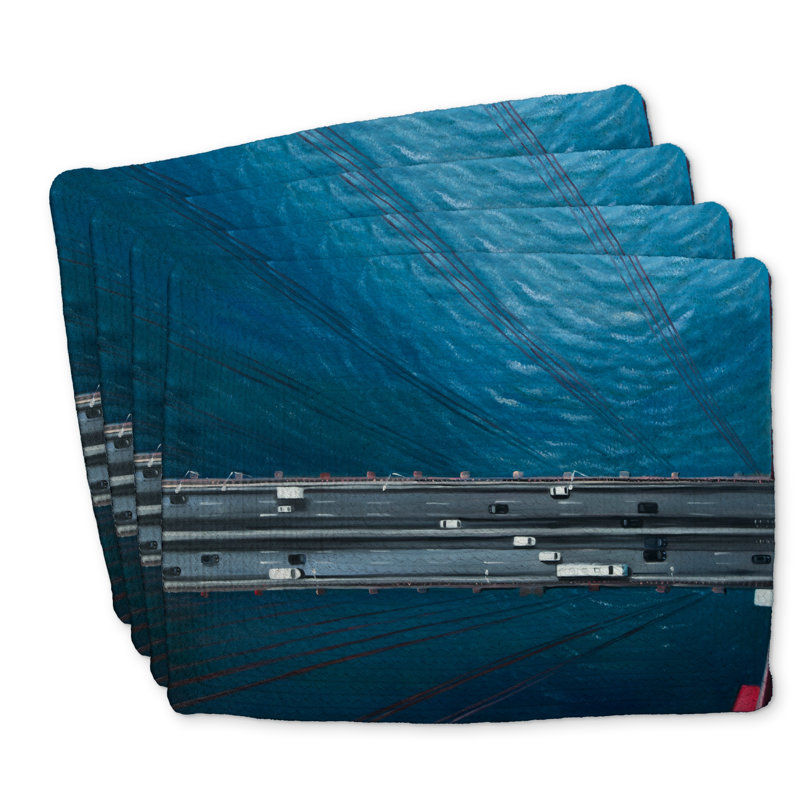 Ensemble de 4 napperons en polyester tressé - motif Golden Gate