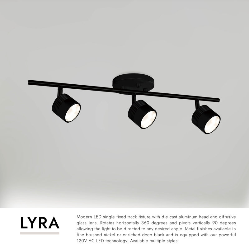 Lyra 22.5'' 3 -Light Fixed Track Track Kit with Dimmable and Adjustable Head, Black