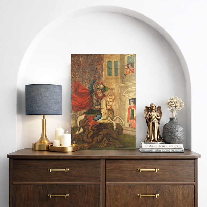 "Saint George and the Dragon", reproduction d'art sur toile, légende religieuse médiévale, impression sur toile encadrée