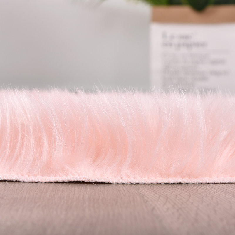 Chiemeka Faux Sheepskin Indoor Rug, Rectangle 2' x 6'