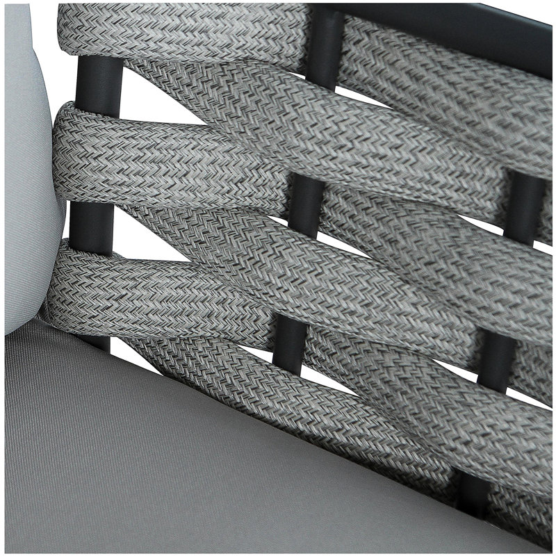 Causeuse et table en acier Mariano, gris, Coussin gris / cadre gris