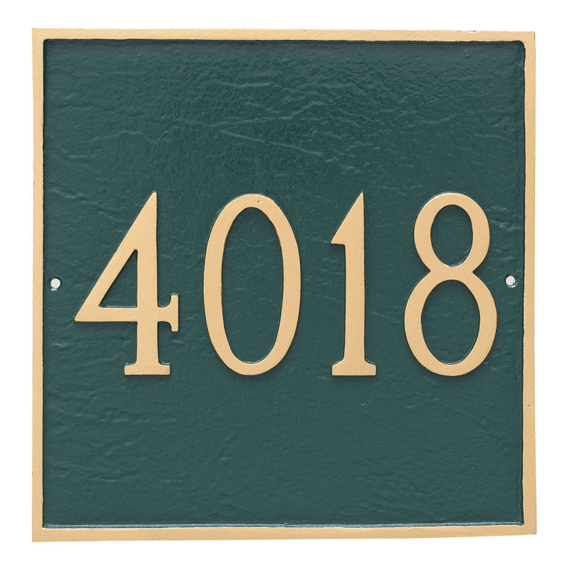 Plaque d’adresse murale sur 1 ligne Classic, Vert chasseur / Or, Oui