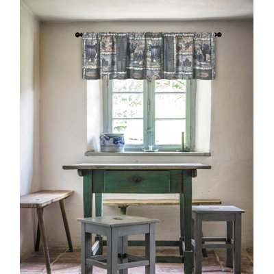 Bear Lodge Patchwork Woodland Cabin 72" x 16" Semi-Sheer Window Valance Curtain with Rod Pocket