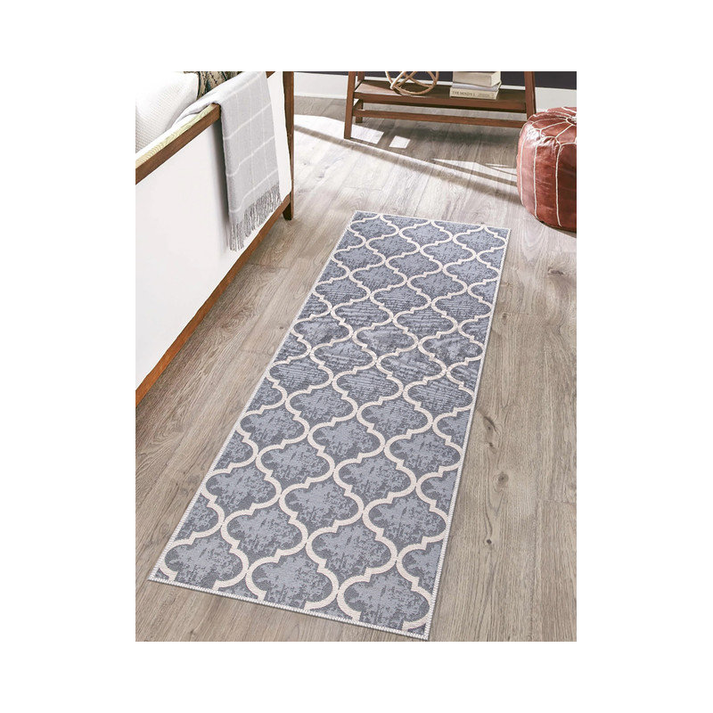 Tapis de cuisine antidérapant Soana, Treillis gris