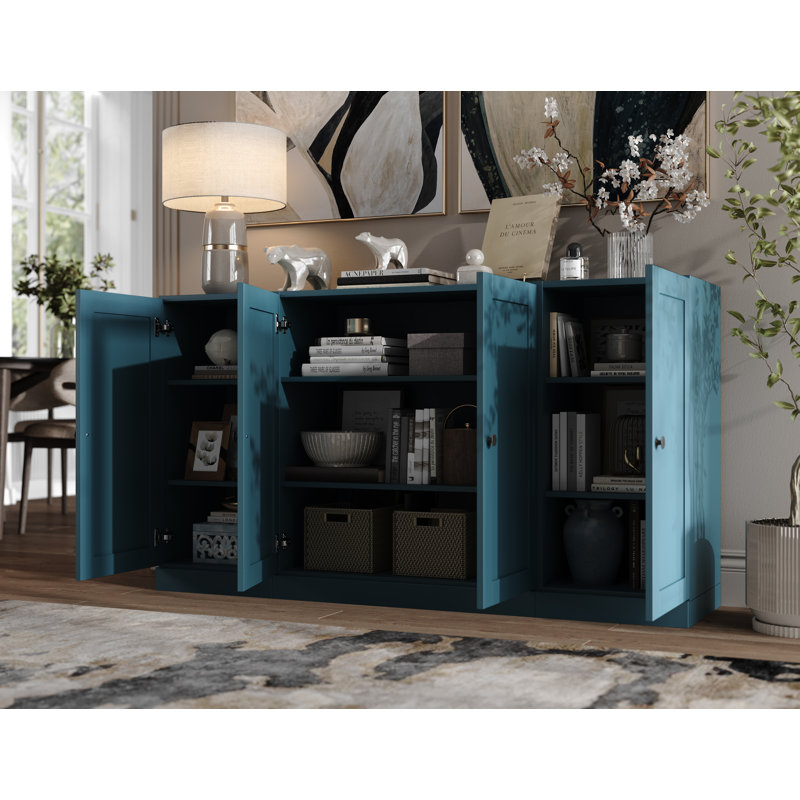 Buffet 65% avec portes Shaker et tablettes réglables Palace Imports, Bleu sarcelle