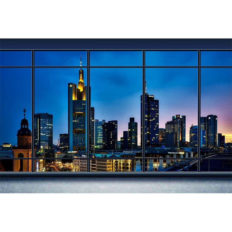 Murale grille vue sur la ville, L 100 po x L 144 po