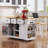53Inch Large Kitchen Island With Drop Leaf, Power Outlet, Door Internal Storage Rack, Rolling Kitchen Cart On 5 Wheels With 5 Open Side Racks For Kitchen, Dining Room,White(Not Include Bar Stools)-1741221847