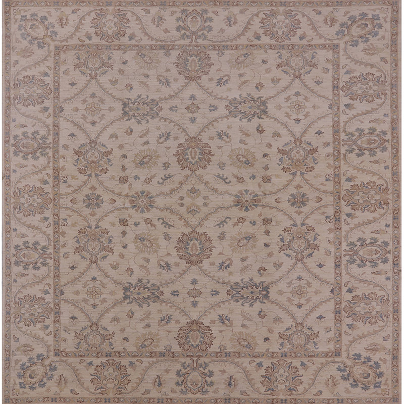 Tapis oriental brun Chaves, Carré 7 pi
