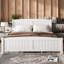 Structure de lit plateforme très grand en bois avec tête de lit, structure de lit en bois massif avec lattes de soutien, conception silencieuse, aucun sommier tapissier requis, blanc-1100204779-1100204782