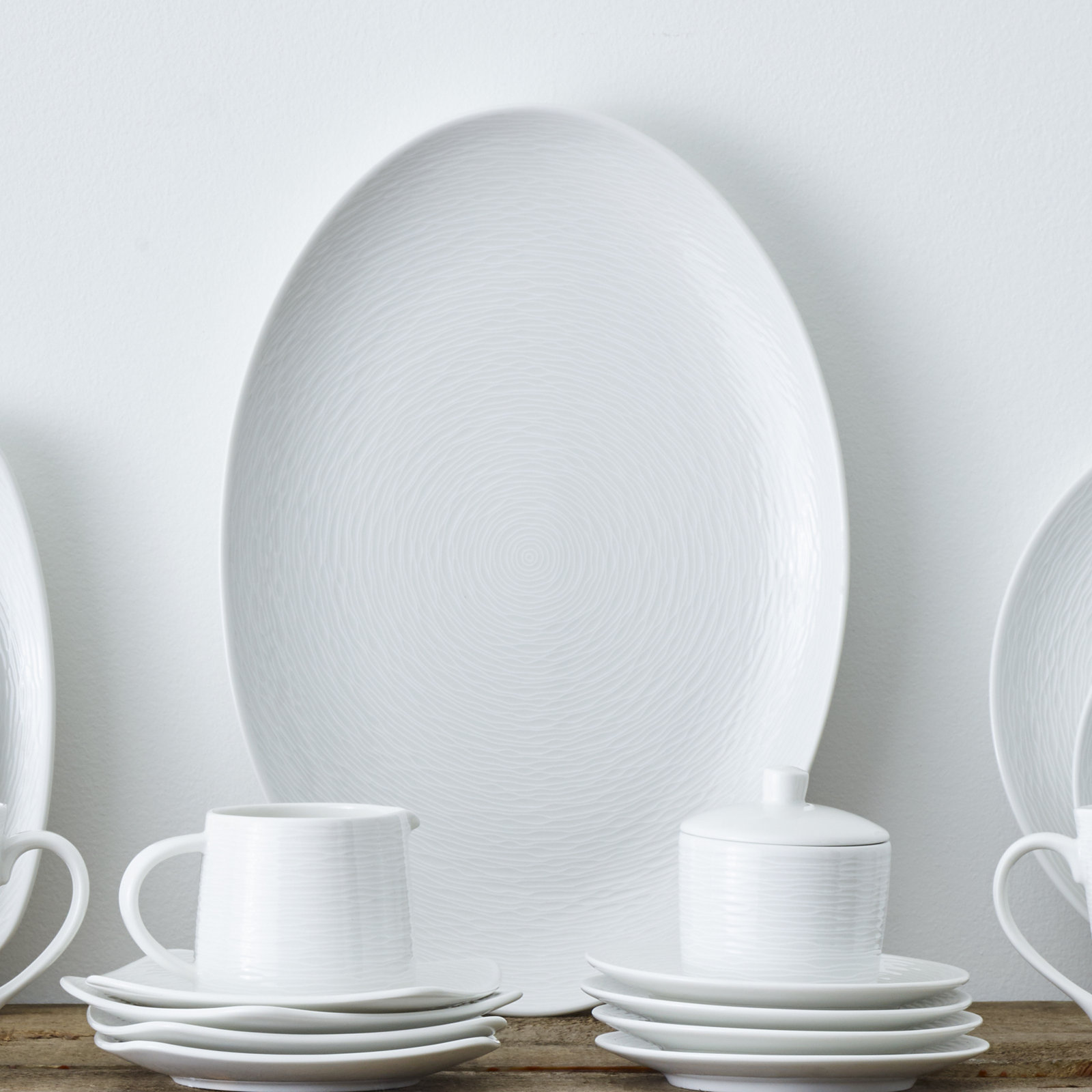 Noritake Colorscapes Swirl Oval Porcelain Platter, White
