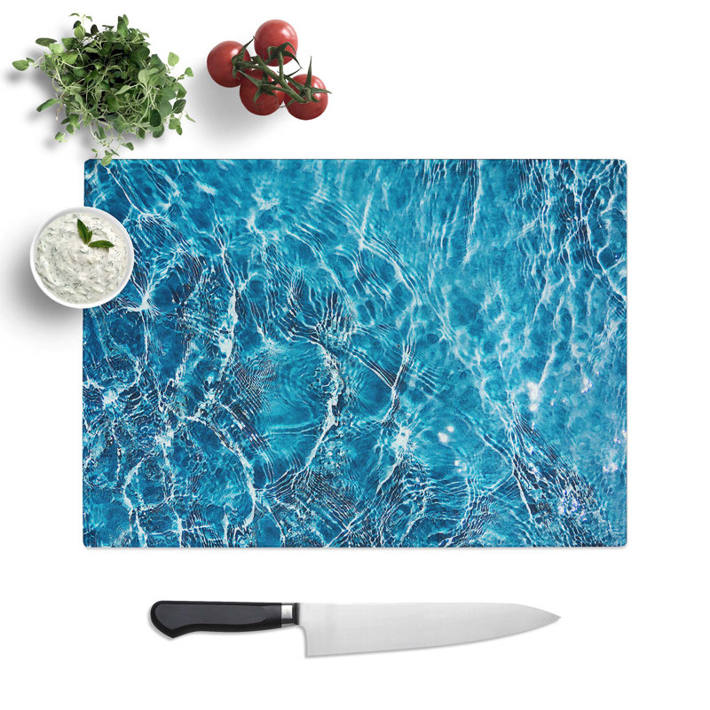 Tempered Glass Ripple Chopping Board, 39 cm W x 28.5 cm L