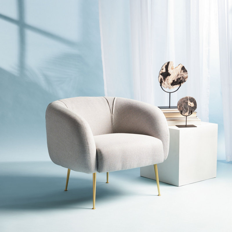 Alena Upholstered Armchair, Light Gray Polyester Blend