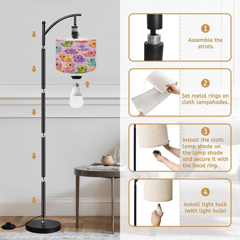  Lampe arc sur pied Coloré bébé dinosaures Starry Pastel Tall