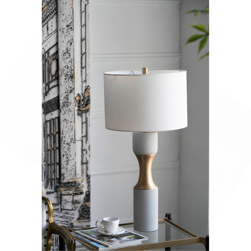 15X15x30" Cement With Metal Table Lamp