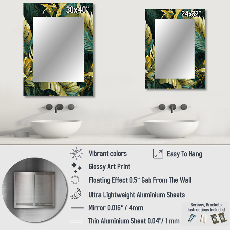 Decarion Mirage Radiance, motif tropical - miroir tropical, 32 po x 24 po