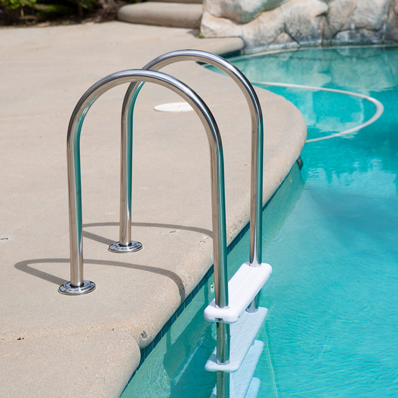 5 Step Swimming Pool Ladder Rail Stainless Steel Steps, In-ground Swimming Pool Step