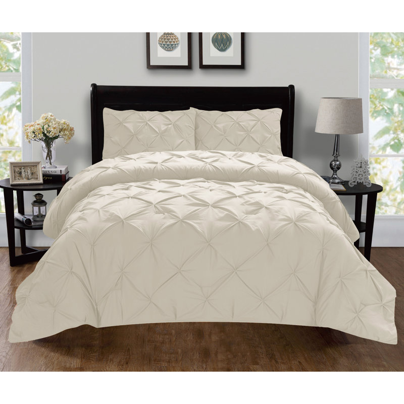 Polyester Satin Duvet Cover, Cream, King Duvet + 2 Shams