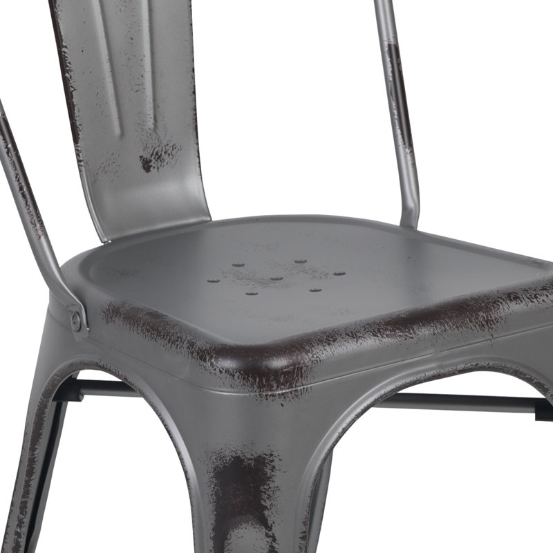 Chaise d'appoint empilable en métal Lily, Argent patiné