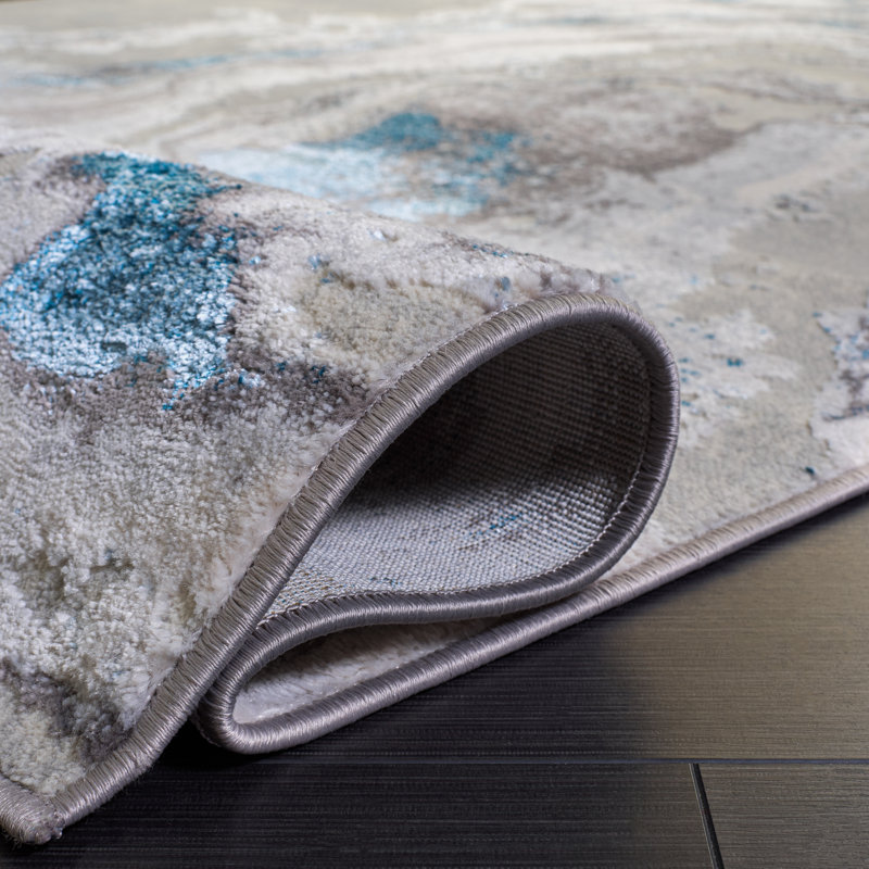 Castrovinci Abstract Grey Area Rug, Runner 2' X 12'
