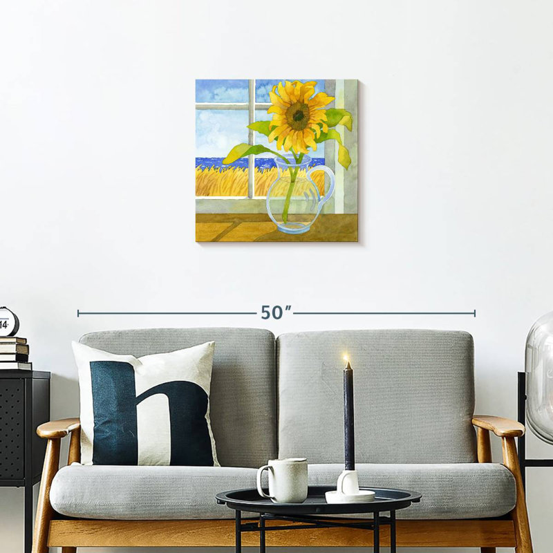 Tournesol dans la fenêtre, H 20 po x l 20 po